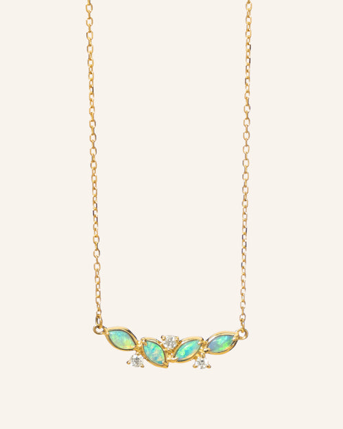 Opal Leaf Cluster Necklace
