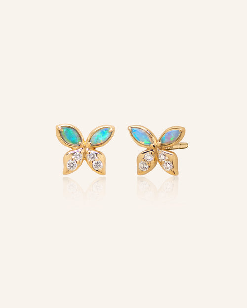Crystal Opal Butterfly Earrings