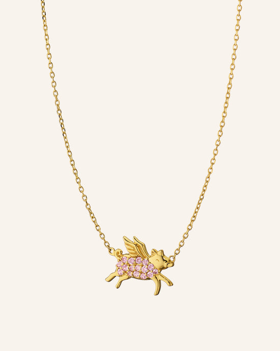 When Pigs Fly Necklace with Pink Sapphires