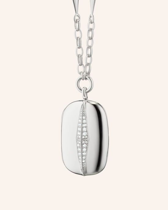 Points North Locket Necklace with Pavé White Sapphires