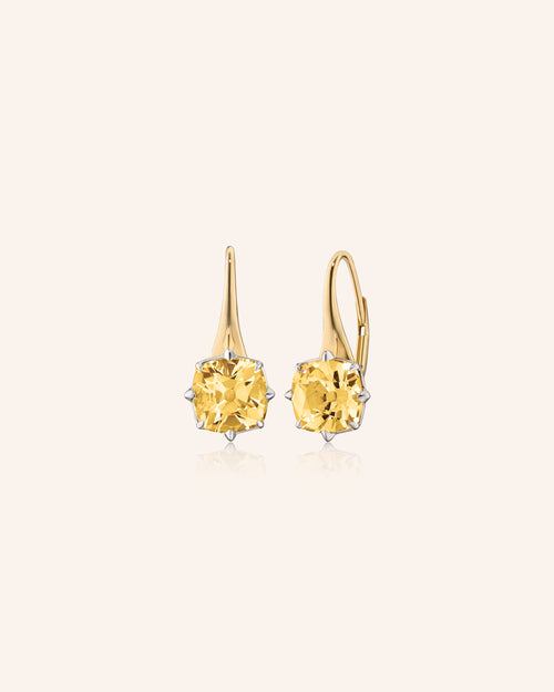 Two-Tone Polaris Earrings with Old Mine Cut Citrine