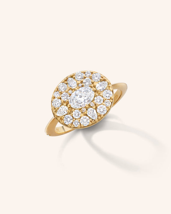 Points North Diamond Ring with Oval, Round and Pear Shaped Diamonds
