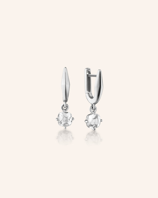 Sterling Silver “Points North” Earring with Rock Crystal