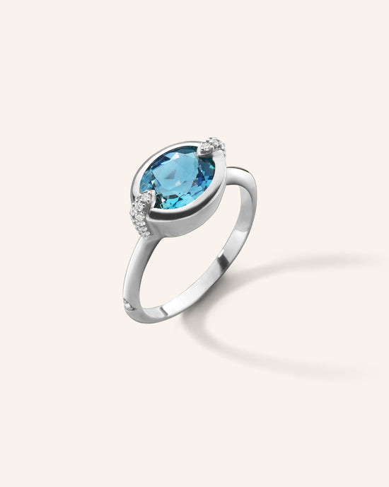 Points North Deep-Set Oval London Blue Topaz Ring