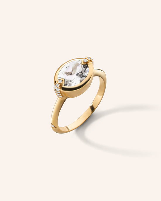 Points North Deep-Set Oval Rock Crystal Ring