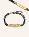 "Sun, Moon, and Stars" Black Steel Poesy Bracelet with Diamonds