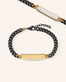 Black Steel Engravable Poesy Bracelet in 18K Yellow Gold