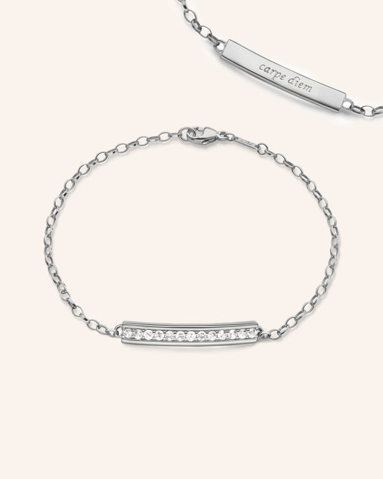 "Carpe Diem" White Sapphire Poesy Bracelet 