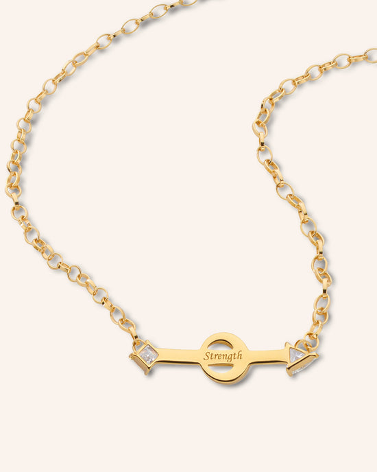 Strength Arrow and Diamond Petite Poesy Necklace