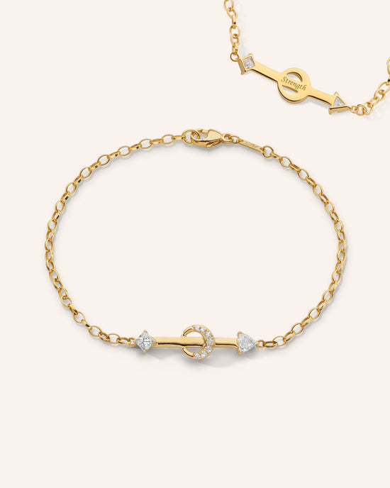 "Strength" Arrow and Diamond Petite Poesy Bracelet