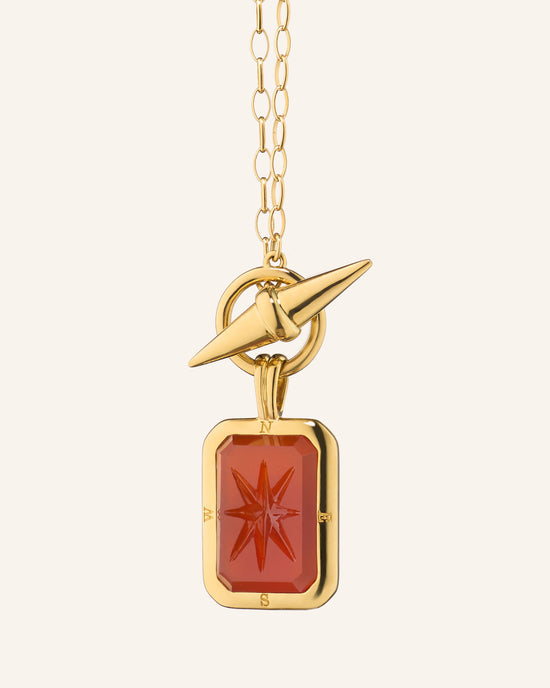 Points North Toggle Compass Intaglio Necklace