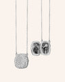 Slim "Rae" Fixed Locket Necklace with Pavé White Sapphires