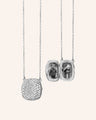 Slim "Rae" Fixed Locket Necklace with Pavé White Sapphires