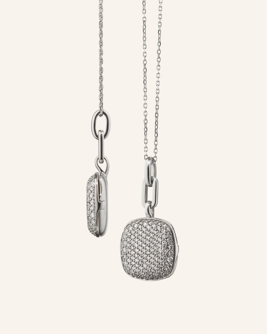 Slim "Rae" Locket Necklace with Salt & Pepper Diamonds
