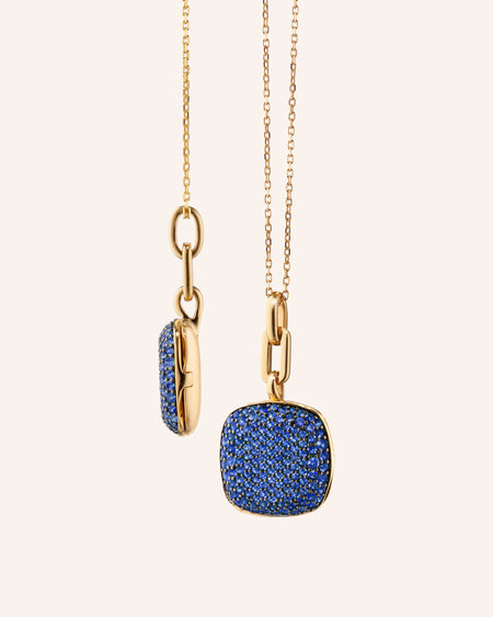 Slim Rae Locket Necklace with Blue Sapphires