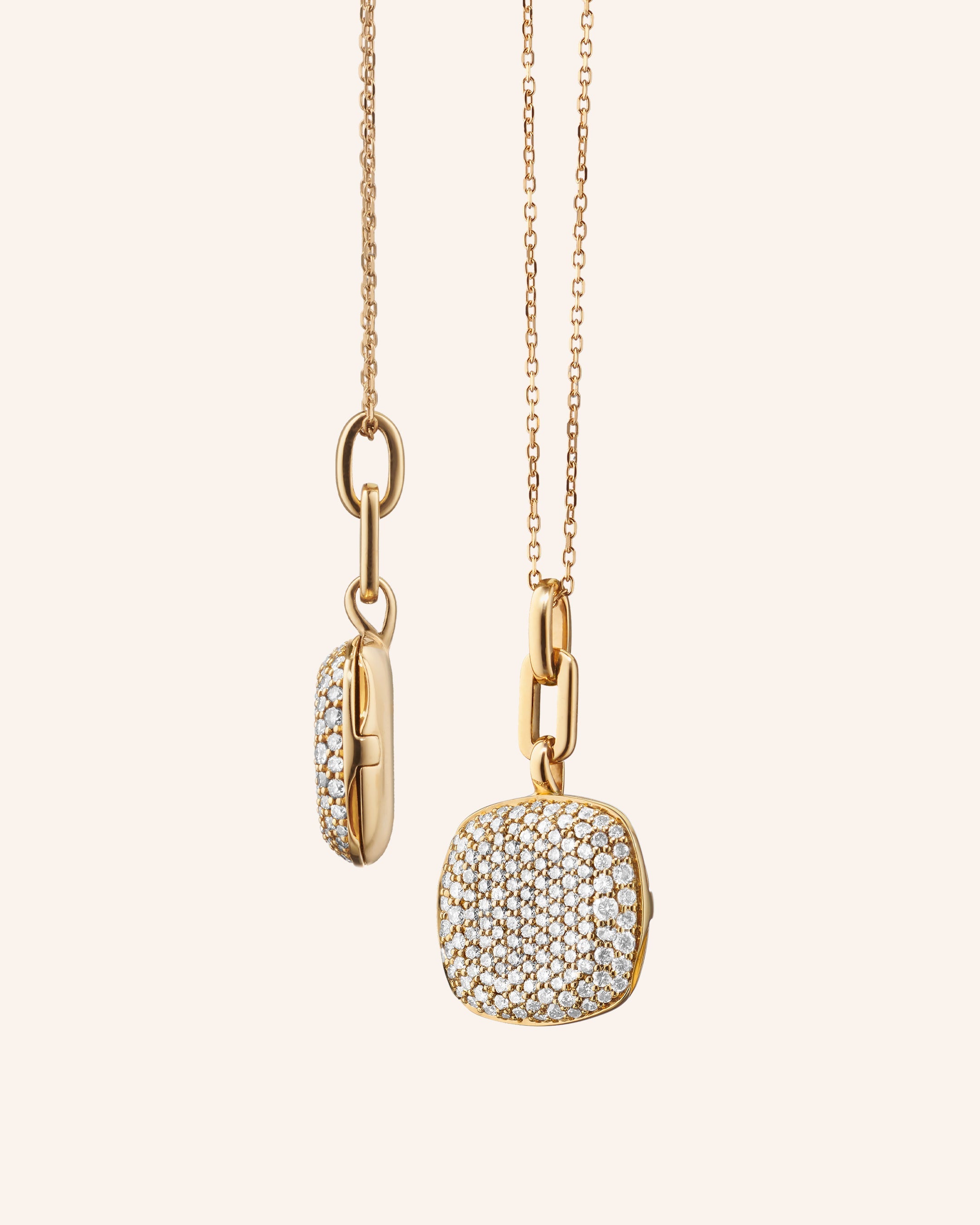 Slim "Rae" Locket Necklace with Diamonds
