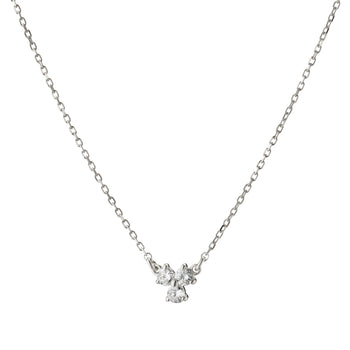 Recycled 18K White Gold and Round Diamond Necklace, 3 Diamonds