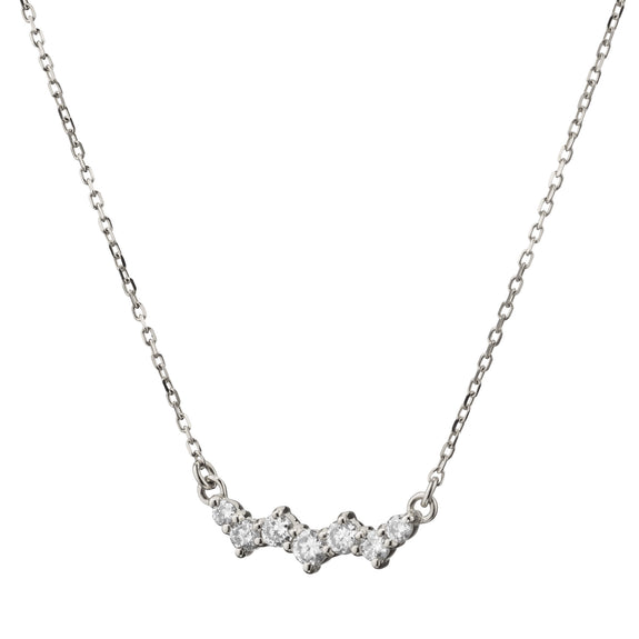 
  
    Recycled 18K White Gold and Round Diamond Necklace, 7 Diamonds
  
