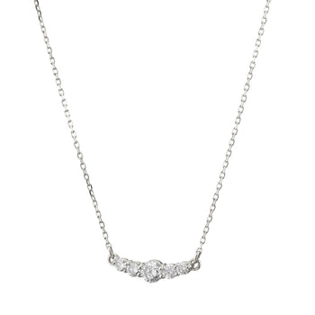 Recycled 18K White Gold and Round Diamond Necklace, 5 Diamonds