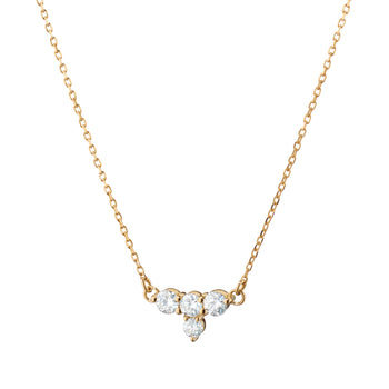 Recycled 18K Yellow Gold and Round Diamond Necklace, 4 Diamonds