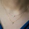 Reclaimed Sterling Silver and Round Diamond Necklace, 9 Diamonds