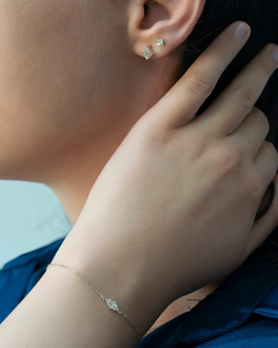 Reclaimed Sterling Silver and Diamond Bracelet, 8 Diamonds