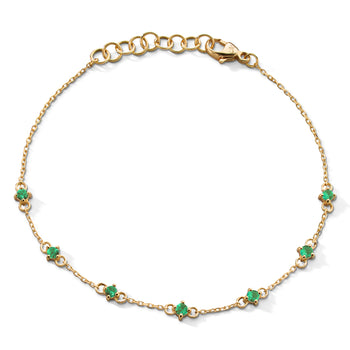 18K Yellow Gold Emerald Bracelet, 7 Emerald