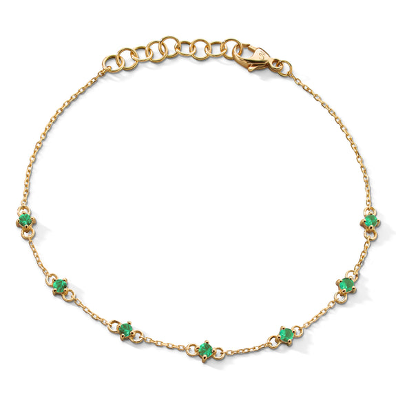 
  
    18K Yellow Gold Emerald Bracelet, 7 Emerald
  
