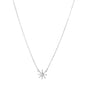 Recycled 18K White Gold and Round and Tapered Baguette Diamond Star Necklace