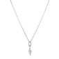 Recycled 18K White Gold and Round and Baguette Diamond Lightning Bolt Necklace