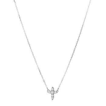 Recycled 18K White Gold and Round Diamond Cross Necklace