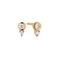 Recycled 18K Yellow Gold and Diamond Stud Earrings, 2 Diamonds