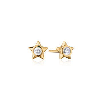 Recycled 18K Yellow Gold and Diamond Star Stud Earrings