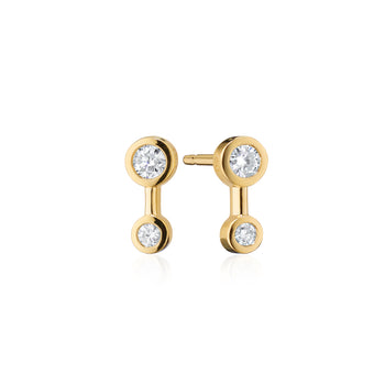 Recycled 18K Yellow Gold and Round Diamond Earrings, 2 Diamonds