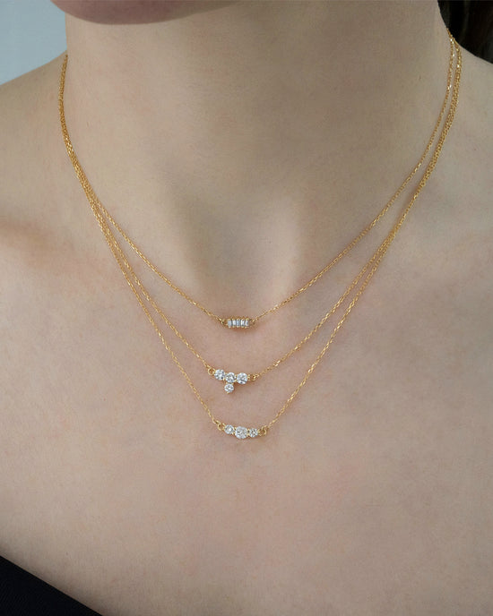 Reclaimed 18k Yellow Gold and Diamond Necklace, 3 Diamonds