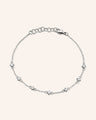 Reclaimed Sterling Silver and Round Diamond Bracelet, 7 Diamonds