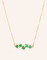 Recycled 18K Yellow Gold and Princess Cut Emerald Necklace, 5 Emeralds