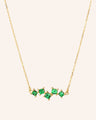 Recycled 18K Yellow Gold and Princess Cut Emerald Necklace, 5 Emeralds