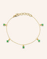 Recycled 18K Yellow Gold and Princess Cut Emerald Bracelet, 5 Emeralds