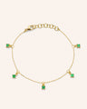 Recycled 18K Yellow Gold and Princess Cut Emerald Bracelet, 5 Emeralds