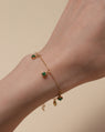 Recycled 18K Yellow Gold and Princess Cut Emerald Bracelet, 5 Emeralds