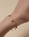 Recycled 18K Yellow Gold and Princess Cut Emerald Bracelet, 5 Emeralds