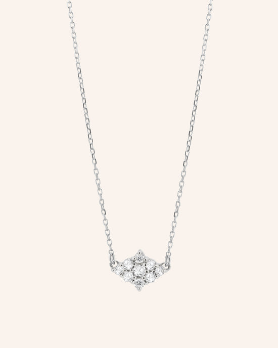 Reclaimed Sterling Silver and Round Diamond Necklace, 9 Diamonds
