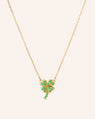Reclaimed 18K Yellow Gold and Round and Baguette Emerald Clover Necklace