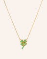 Reclaimed 18K Yellow Gold and Round and Baguette Emerald Clover Necklace