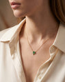 Reclaimed 18K Yellow Gold and Round and Baguette Emerald Clover Necklace