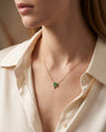 Reclaimed 18K Yellow Gold and Round and Baguette Emerald Clover Necklace