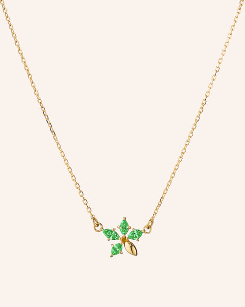 Reclaimed 18K Yellow Gold and Marquis Emerald Star Necklace