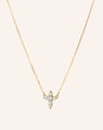 Reclaimed 18k Yellow Gold and Diamond Cross Necklace, 6 Diamonds