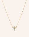 Reclaimed 18k Yellow Gold and Diamond Cross Necklace, 6 Diamonds